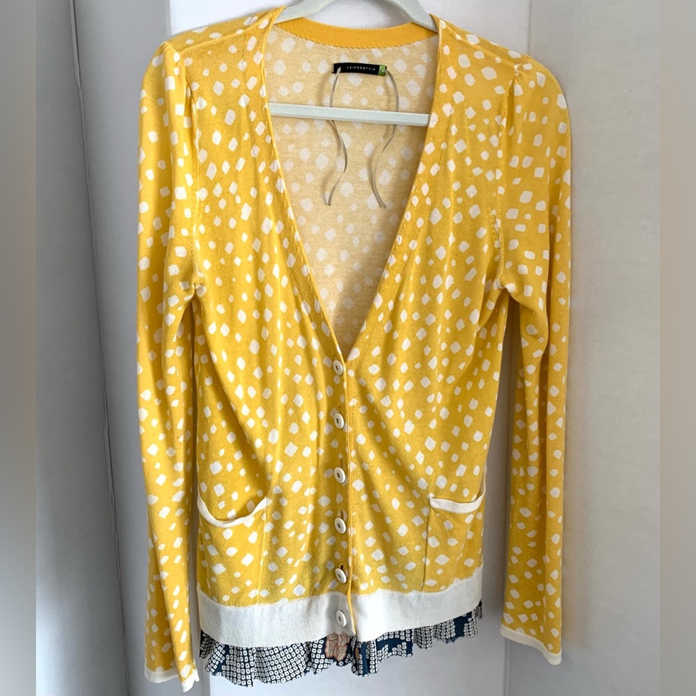 Leifsdottir Yellow and White Patterned Cardigan